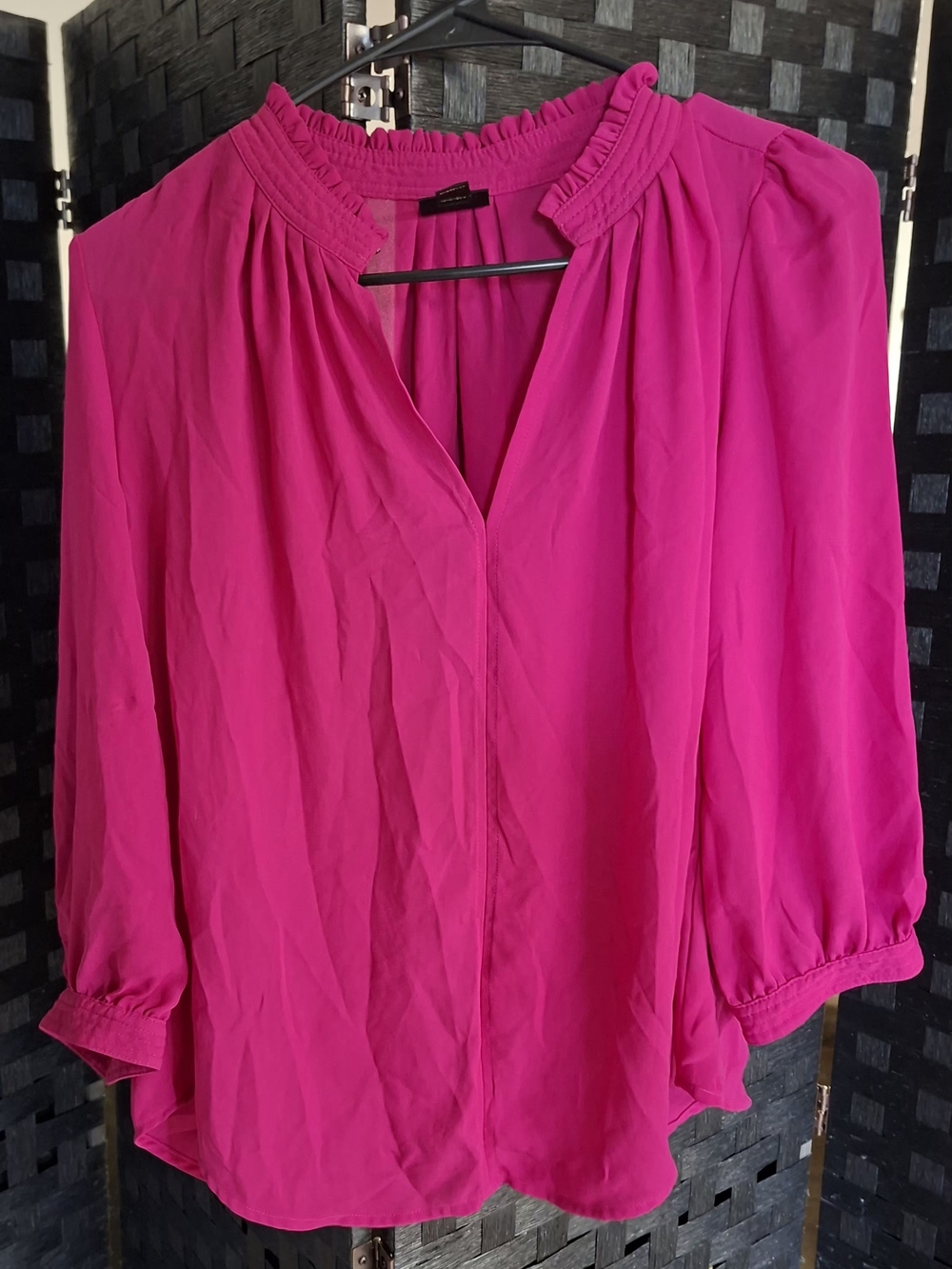 Worthington Hot Pink Ruffled Neck Blouse